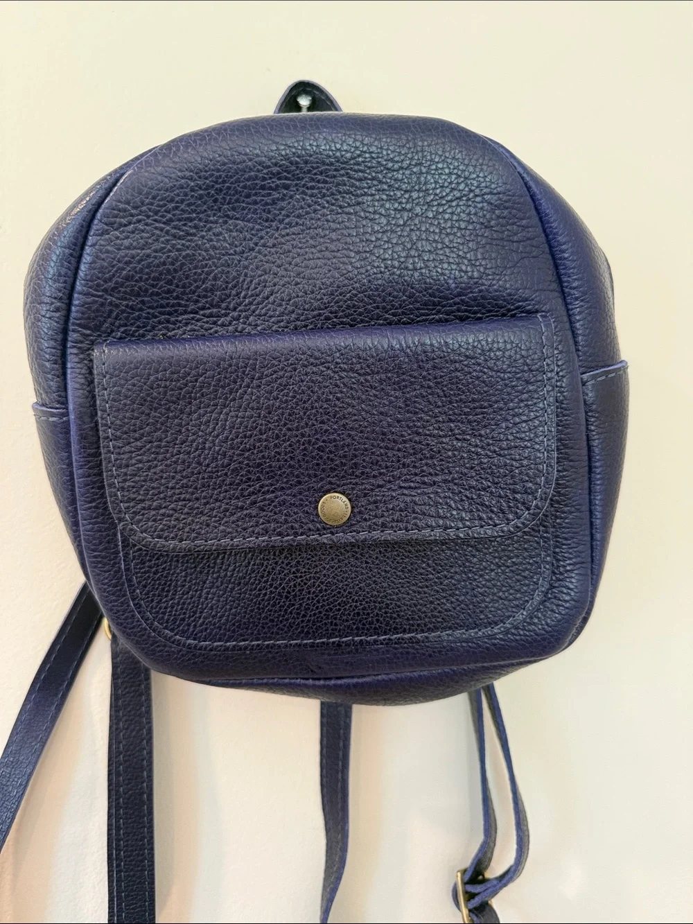 Pebbled Navy Mini Backpack with Front Pocket